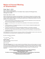 Notice of Annual Meeting of Shareholders