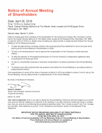 Notice of Annual Meeting of Shareholders