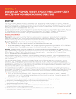 Proposal 5 - Shareholder Proposal to Adopt a Policy to Assess Biodiversity Impacts Prior to Commencing Mining Operations